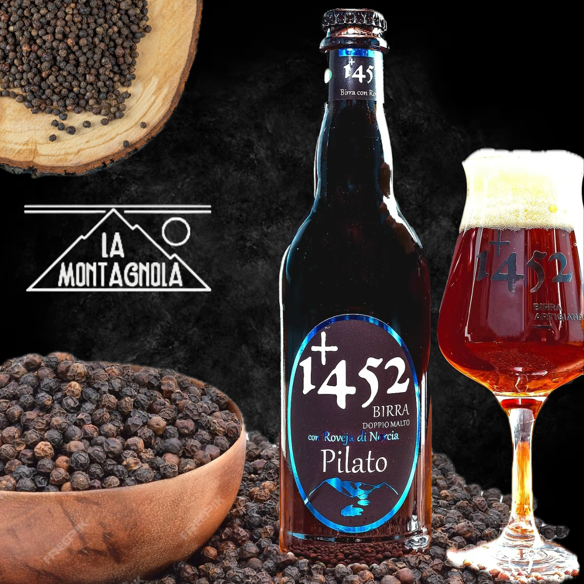 Birra Pilato, Strong Ale scura, colore intenso e schiuma cremosa